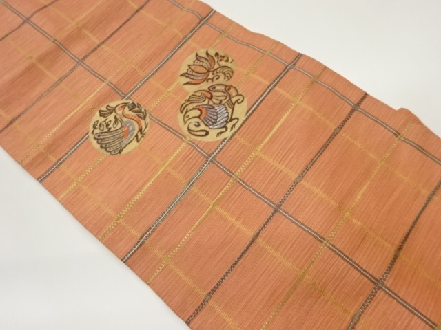 JAPANESE NAGOYA OBI / WOVEN ABSTRACT GRID